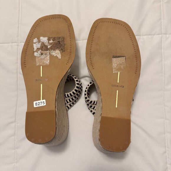 Dolce Vita Wedges Black/Nude Woven Leather Straps Sz 10 - Picture 10 of 14